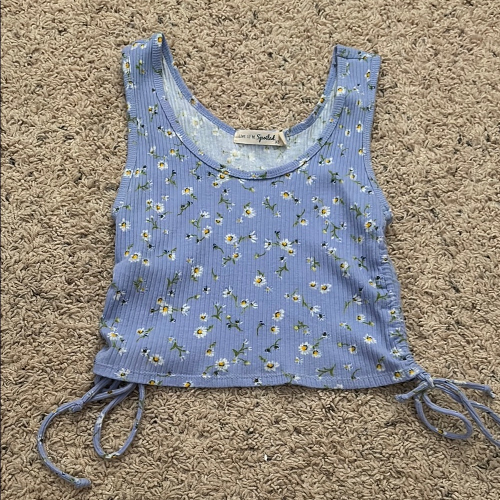 Live to be spoiled Blue Floral Crop Top